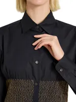 Claver Smocked Cotton Button-Front Shirt