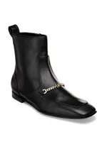 MJ Chain-Embellished Leather Boots