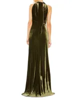 Velvet Halterneck Column Gown