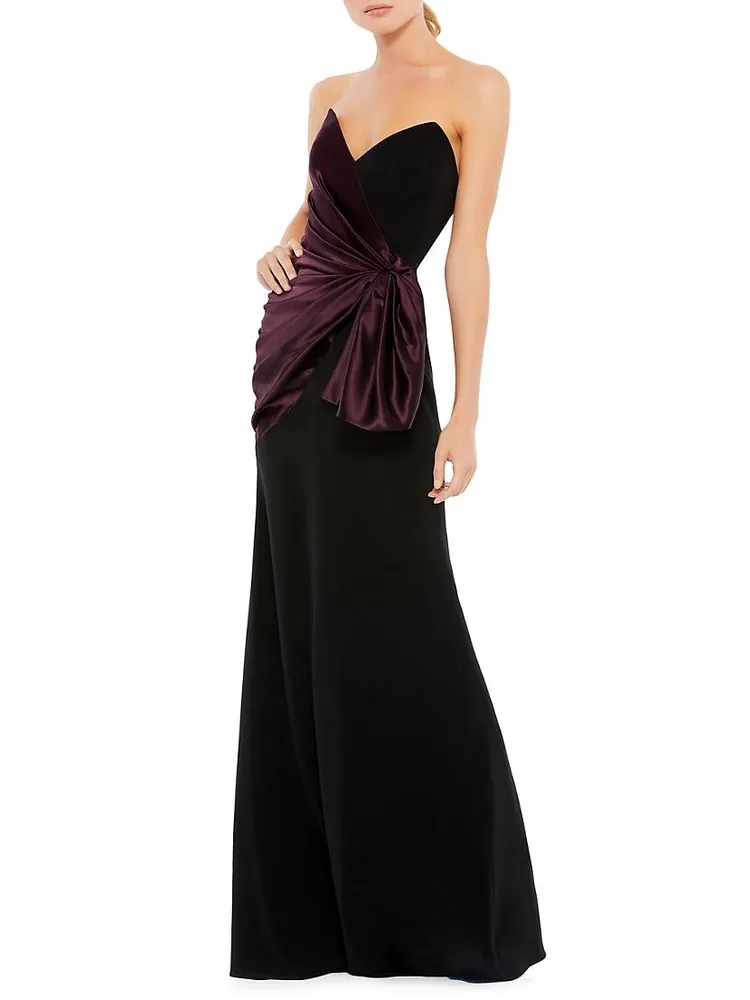 Two-Tone Draped Trumpet Gown