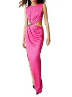 Embellished Cut-Out Column Gown