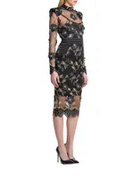 She's Famous Now Lace-Embroidered Midi-Dress