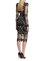 She's Famous Now Lace-Embroidered Midi-Dress