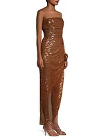 Nadia Strapless Appliqué Midi-Dress