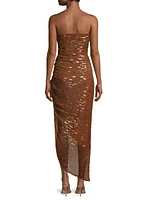 Nadia Strapless Appliqué Midi-Dress