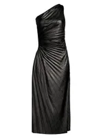 Solie Coated One-Shoulder Midi-Dress