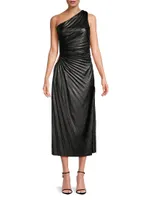 Solie Coated One-Shoulder Midi-Dress