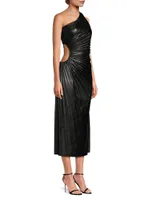 Solie Coated One-Shoulder Midi-Dress