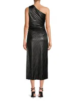 Solie Coated One-Shoulder Midi-Dress