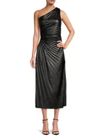 Solie Coated One-Shoulder Midi-Dress