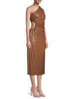 Solie Faux-Leather Pleated Maxi Dress