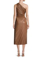 Solie Faux-Leather Pleated Maxi Dress