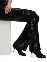 Luisa Sequined Jersey Straight-Leg Pants
