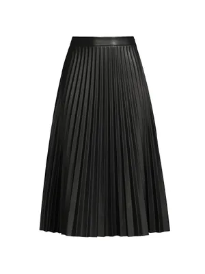 Rayla Pleated Vegan Leather Midi-Skirt