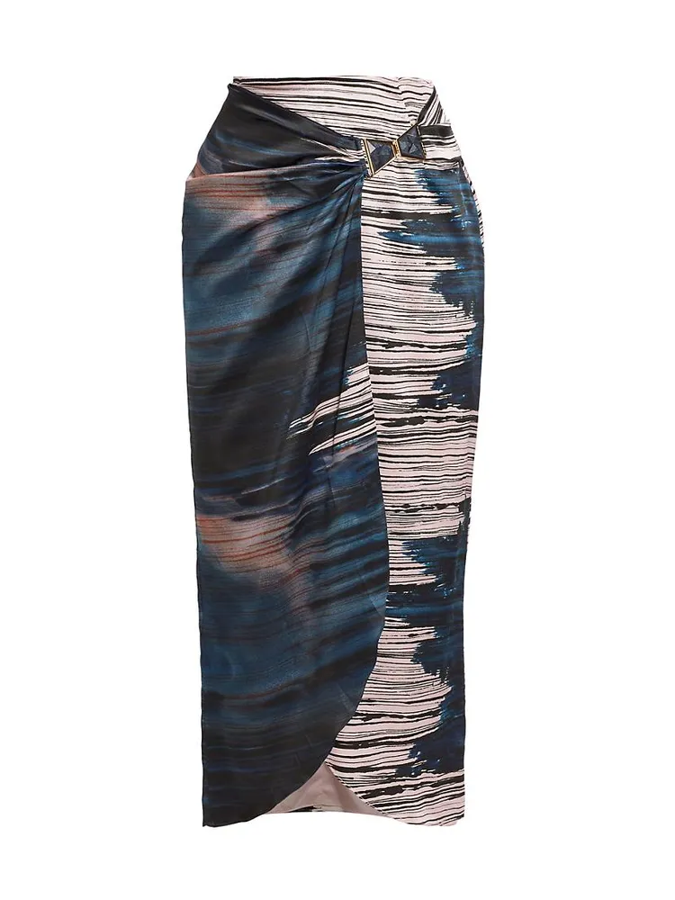 Adrianne Silk Wrap Midi-Skirt