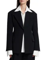 Wool Twill One-Button Jacket