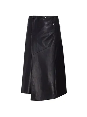 Nappa Leather Wrap Midi-Skirt