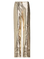 Metallic Leather Pants