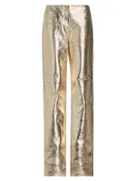 Metallic Leather Pants