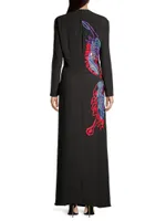 Butterfly-Embroidered Maxi Dress