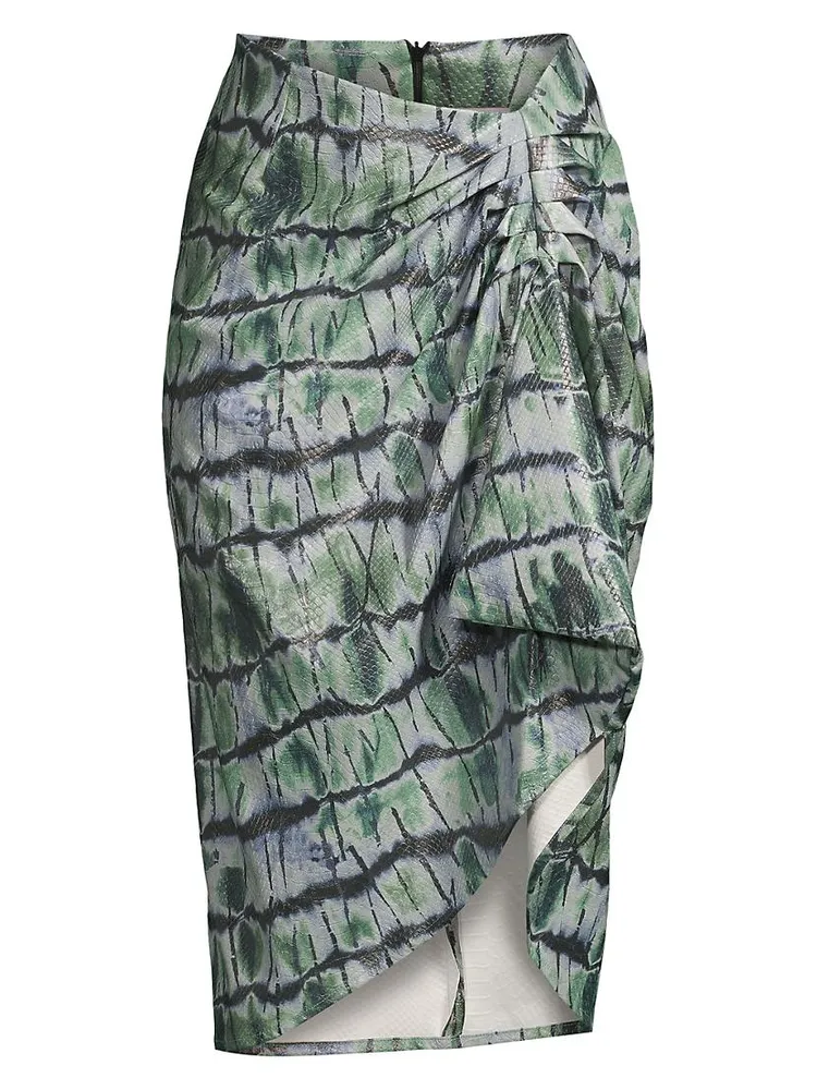 Printed Snake-Effect Faux Leather Skirt