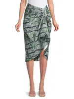 Printed Snake-Effect Faux Leather Skirt