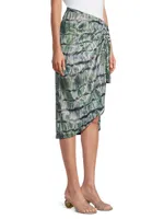 Printed Snake-Effect Faux Leather Skirt