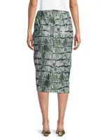 Printed Snake-Effect Faux Leather Skirt