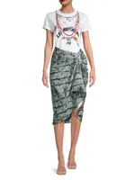 Printed Snake-Effect Faux Leather Skirt