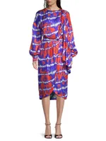 Silk Tie-Dye Midi-Dress