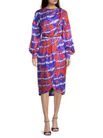 Silk Tie-Dye Midi-Dress