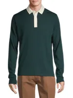 Knit Wool Rugby Polo Sweater