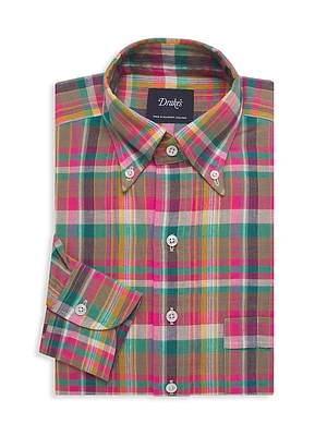 Madras Check Button-Up Shirt