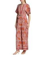 The Ines Printed Silk-Blend Jumpsuit