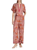 The Ines Printed Silk-Blend Jumpsuit