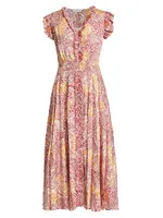 The Mae Printed Silk-Blend Midi-Dress