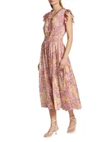 The Mae Printed Silk-Blend Midi-Dress