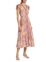 The Mae Printed Silk-Blend Midi-Dress