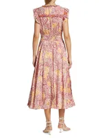 The Mae Printed Silk-Blend Midi-Dress