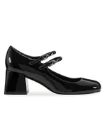 Nillie 55MM Leather Double-Strap Block-Heel Pumps