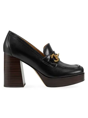 Machi 85MM Leather Block-Heel Loafers