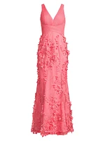 Flower Appliqué Mermaid Gown