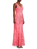 Flower Appliqué Mermaid Gown