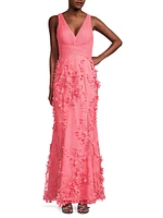 Flower Appliqué Mermaid Gown