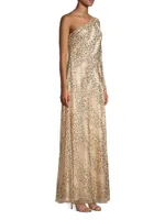 Beaded One-Shoulder Gown