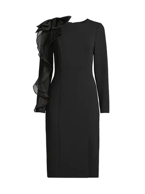 Ruffle-Sleeve Sheath Dress