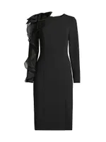 Ruffle-Sleeve Sheath Dress