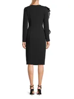 Ruffle-Sleeve Sheath Dress