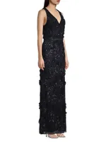 Beaded V-Neck Gown