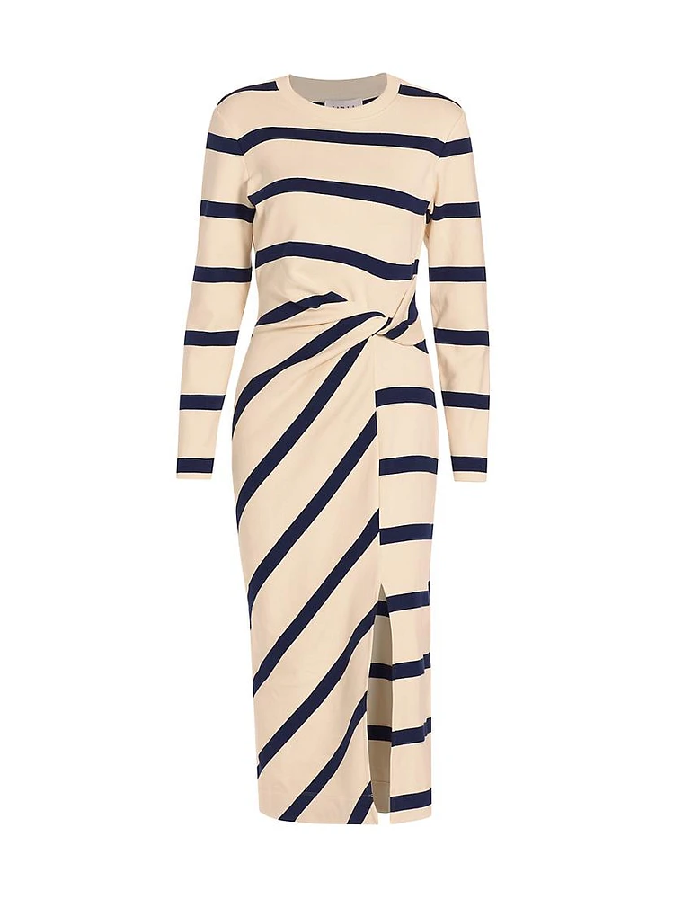 Cody Striped Twist Midi-Dress